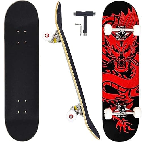 CAPARK Skateboards for Beginners Adults Youths Teens Kids Girls Boys 31 Inch Pro Complete Skate Boards 7 Layer Canadian Maple Double Kick Concave Longboards - Image 1