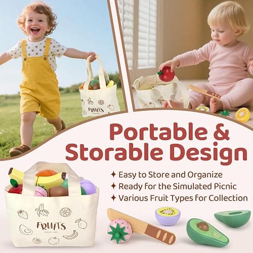 Beberolen Frutta Legno Tagliare Giocattolo, Accessori Cucina Giocattolo Legno Bambini Bambina, Set Cibo Finto Giochi Utensili Cucina Bambini, Regalo Compleanno Pasqua Halloween Natale Bambino 3+ Anni thumbnail 4