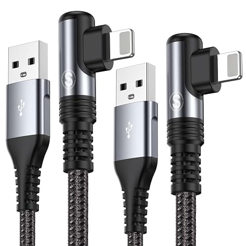 Right Angle i Phone Charger Cable 2-Pack, 10FT, [Apple MFi Certified] Ligtning Cable Fast Charging Nylon Braided Compatible with i Phone 14/13/12/11 Pro Max/XS MAX/XR/XS/X/8/7/Plus/6S/6/SE/5S/i Pad - Image 1