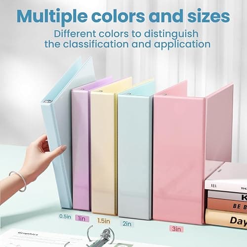 SUNEE 3 Ring Binder 1 Inch D Ring, Clear View Binder Three Ring PVC-Free (Fit 8.5x11 Inches) for School or Office Supplies, Pastel Blue, 1 Pack thumbnail 6