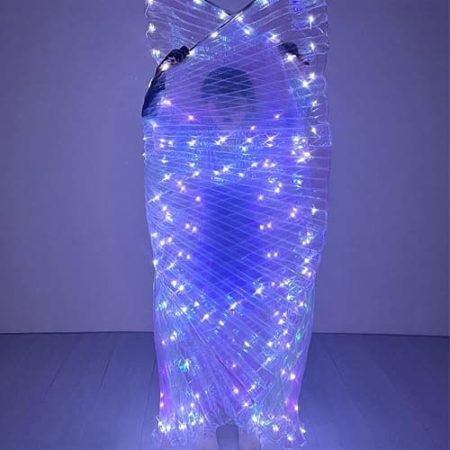 BUXINGRUN Light Up Fairy Wings Adult Women for Festivals | LED Cape for Girls Perfect for Party Carnival Halloween Belly Dance thumbnail 4