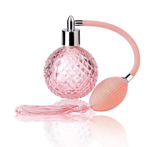 Lamoutor Vintage Perfume Spray Bottle 100ml Pink Vintage Refillable Perfume Bottle with Long Tassel - Image 1