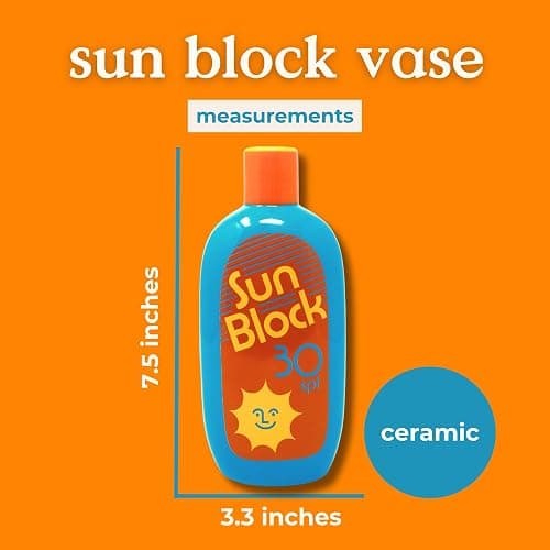 ban.do Vintage Inspired Sunblock Bottle Vase, Decorative Ceramic Vase, Large Flower Vase, Unique Sunblock Decor for Home/Kitchen/Office thumbnail 3