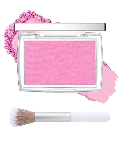 Matte Powder Blush, Rosy Glow Face Blush Contour Highlight Makeup Palette, High Impact Buildable Color, Lightweight & Smooth Finish & Long Lasting Professional Pressed Power Blush for Cheek, Pink - Image 1