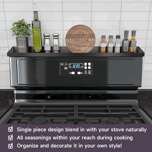STUTOV 30" Magnetic Stove Top Shelf – Black Spice Rack and Seasoning Organizer – Magnetic Kitchen Shelf for Back of Stove – Over Stove Rack and Storage Organizer thumbnail 3