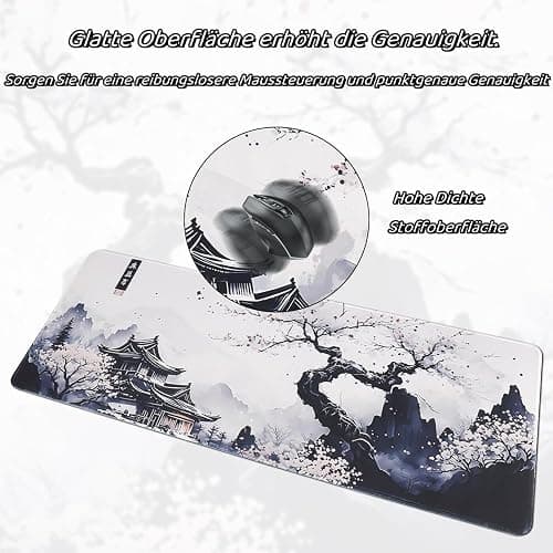shangtushunli Japanische Weiße Mauspad, Große Kirschblüte Schreibtisch Matte, Anime Gaming Tastatur Matte, Rutschfeste Gummibasis, Großer Erweiterter Schreibtisch Schutz Für Home Office1 thumbnail 4