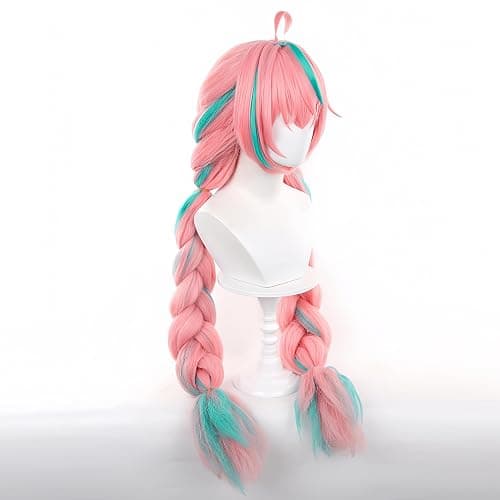 Aadesso Varesa cosplay wig for game genshin easy to style Cyan mixed with pink thumbnail 4