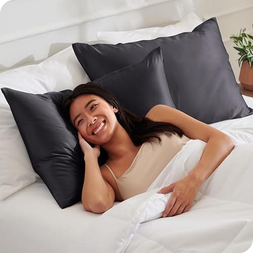 Bare Home Satin Pillowcases for Hair and Skin - 2 Pack King (20x36) - Luxury Pillowcases - Envelope Enclosure - Soft and Smooth Satin - Breathable - Similar to Silk (Forged Iron Grey, 2 Pack) thumbnail 2