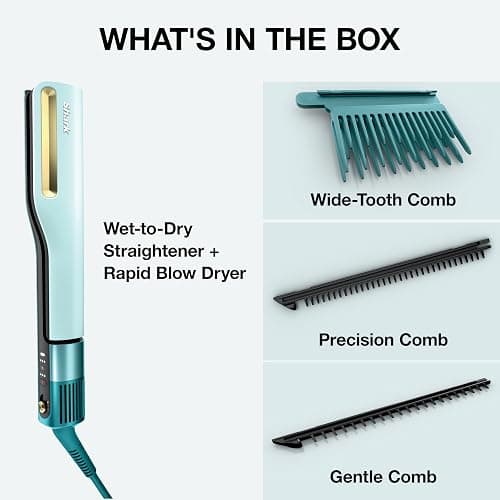Shark SilkiPro™ Straight | Wet-to-Dry Hair Straightener + Rapid Blow Dryer | 3 Interchangeable Combs | Ultra-Fast Drying | No Heat Damage | for All Hair Types | Rose Petal | HT400PK thumbnail 12