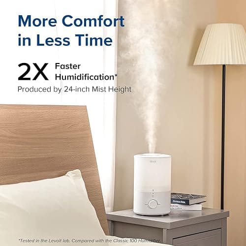 LEVOIT Humidifiers for Bedroom with Night Light(3L Water Tank)Cool Mist Top Fill Essential Oil Diffuser for Baby Nursery and Plants, 360° Nozzle, Quiet, Rapid Humidification for Home Large Room, White thumbnail 3
