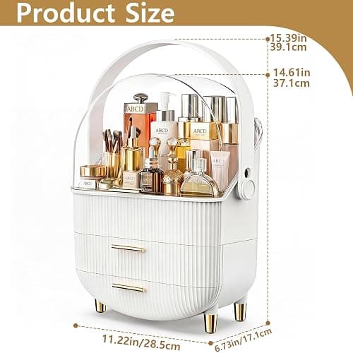 NestOrganix Makeup Organizer Skincare Organizers With Drawers | Cosmetic Display Cases with Transparent Cover, Skincare Organizers for Bathroom Countertop, Bedroom Vanity Desk, White thumbnail 3
