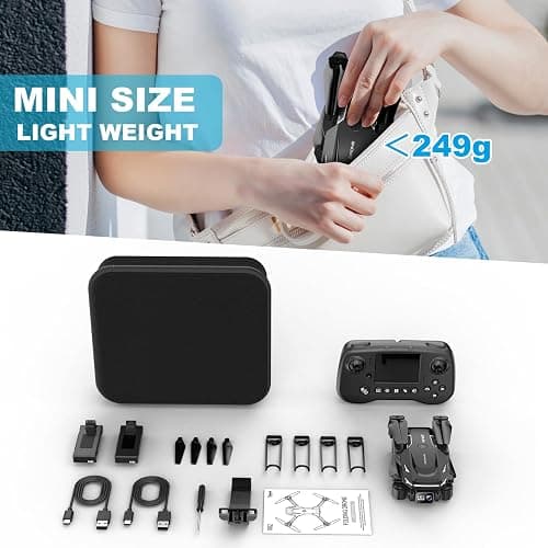 Drone with Camera - Drone with Screen on Controller for Beginners, Foldable Remote Control Quadcopter with Gesture Control, 3D Flip, One Key Start, Emergency Stop, 2 Batteries, Easier to use thumbnail 7