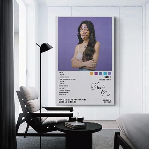 Generic Poster estetico limitato con copertina dell'album Olivia Rodrigo, poster musicale autografato, decorazione per dormitorio, poster per camera da letto, stampa artistica da parete su tela, per thumbnail 3