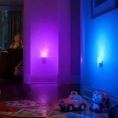 Night Lights Plug Into Wall [2 Pack], Color Changing Night Light for Kids, 8-Color RGB LED Nightlight with Dusk to Dawn Sensor for Bathroom Decor, Children Room, Gift thumbnail 7