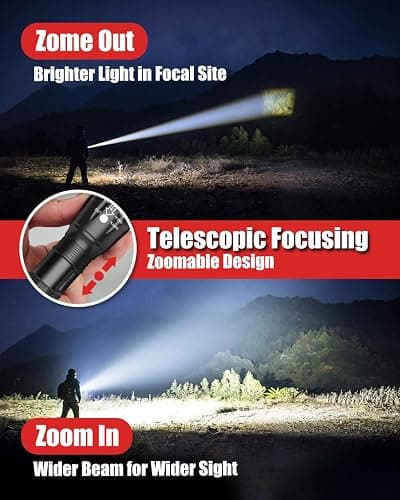 Victoper LED Flashlight 2 Pack, Bright Tactical Torch High Lumens 5 Modes, Waterproof Zoomable Flash Light for Outdoor, Birthday Gifts for Men, Dorm Room Hiking Camping Essentials Gear for Guys thumbnail 2