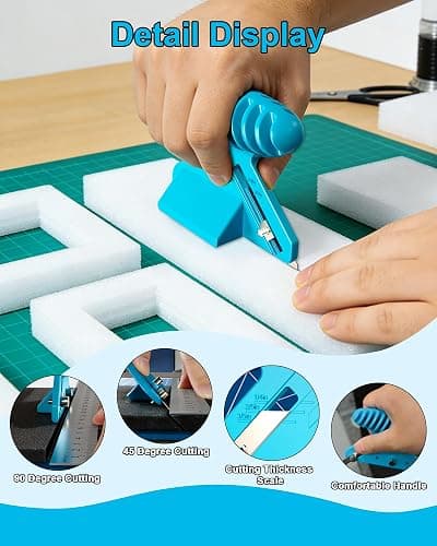Foamboard Cutter Tool, FoamBoard Straight/Bevel Cutter Used to Cut Eva Foam, Foam Cutter Adjustable 45° or 90° For DIY Craft, Small Cutting Project, Blue, 1-Pack thumbnail 3