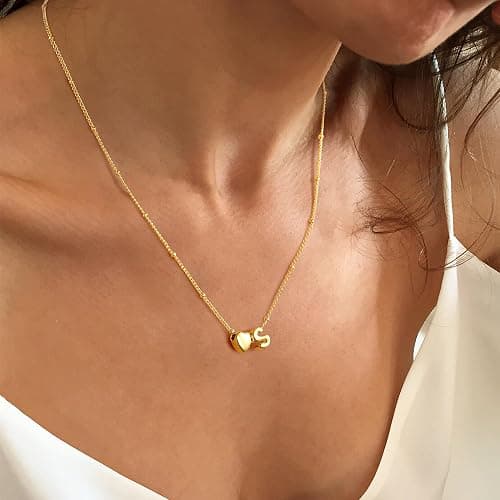 Ursteel Stocking Stuffers for Teen Girls Women - Christmas Gifts for Grandkids, 14K Gold Plated Initial Heart Necklace for Women Trendy, Dainty Letter A-Z Lockets Necklaces Personalized thumbnail 3