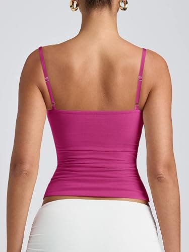 PINKMSTYLE Women's Basic Double Lined Scoop Neck Tank Tops Summer Cami Top | Adjustable Spaghetti Strap,Soft Skin Stretch,Slim Fit for Everyday Wear thumbnail 6