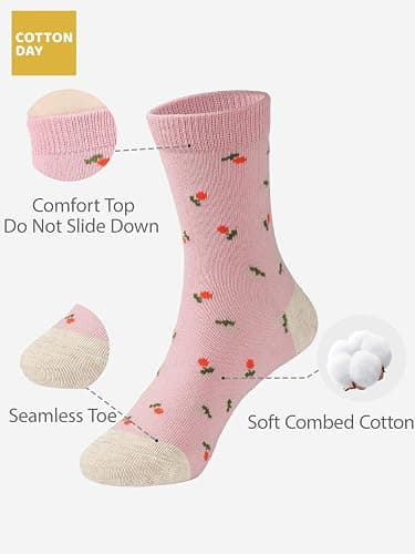 COTTON DAY 7 Days of the Week Gift Box Kids Girls Fashion Short Socks Cute Animal, Floral, Stars, Stripes & Polka Dots Design thumbnail 3