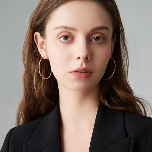4 Pairs Silver Gold Hoop Earrings for Women | 14K Gold Plated Hoop Earrings Set Hypoallergenic Earring Lightweight Dangle Earrings Set thumbnail 6