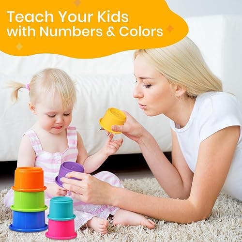 Tiny Tinker Stacking Cups Baby Toy Educational Cup Stacking Set 8-Pc Stackable Cups with Number Rainbow Nesting Cups for Babies 6-12 Months Stacking Cups for Toddlers 1-3 Perfect for Indoor/Outdoor thumbnail 7