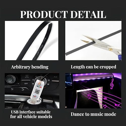 Goodream Interior Car Ambient Lighting Kit, 43.3 Inches RGB USB LED Ultrathin Acrylic Strip Lights Neon Accessories for Cars Truck SUV Center Console Dashboard with APP&Remote Control thumbnail 7