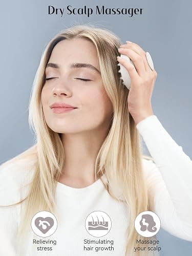 HEETA Scalp Massager Hair Growth, Soft Silicone Scalp Scrubber Shampoo Brush for Exfoliation, Dandruff Removal & Head Massage Stress Relax, Wet & Dry Use for Thick, Thin Hair Care, Wheat Straw Beige thumbnail 4
