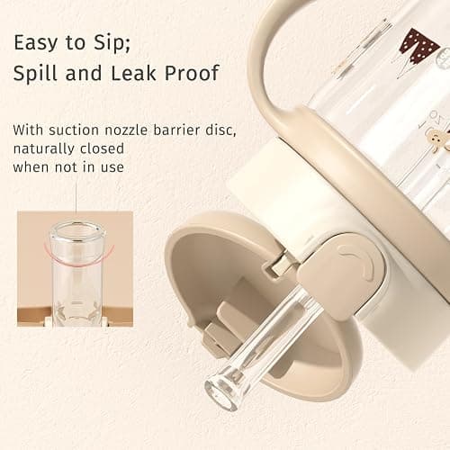 Evorie Tritan Spill Proof Straw Sippy Cups for Toddlers 1–3 Years, 10 Oz | BPA & BPS-Free, Toddler Water Bottle, Easy Grip Handles, Dishwasher Safe, Durable Tritan, Easy to Clean, Giraffe thumbnail 3