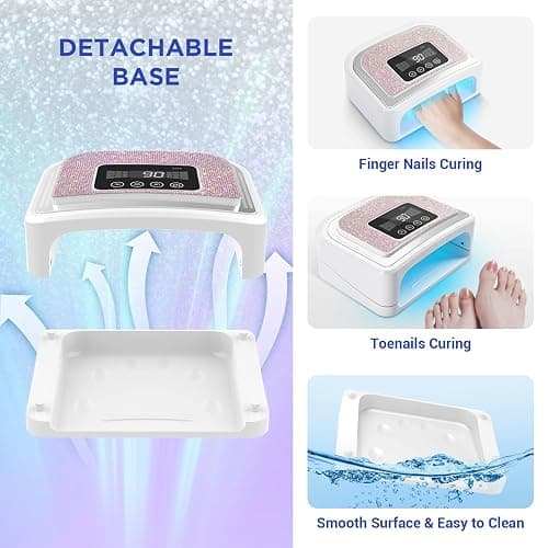 Aedavey Cordless Nail Lamp, Rechargeable UV Nail Lamp for Gel Nails, LED Nail Lamp with 4 Timer Modes, Gel Nail Light Decorate with Sparkling Nail Rhinestones Diamond (Sparkly Diamond and White) thumbnail 8