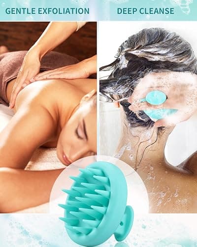 BEAUTLOHAS Silicone Scalp Massager Shampoo Brush, Shower Scrubber with Soft Bristles, Hair Growth & Dandruff Treatment, Wet/Dry Hair Massager for All Hair Types (Green) thumbnail 4