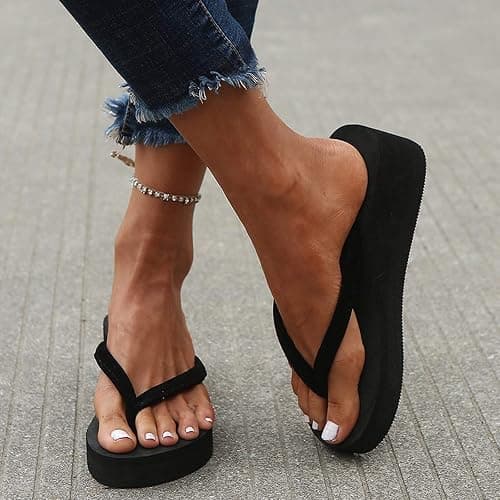 Platform Flip Flops Wedge Sandals for Women 2026 Dressy Comfortable Soft Toe Post Thong Sandals Lightweight Casual Summer Shoes thumbnail 2