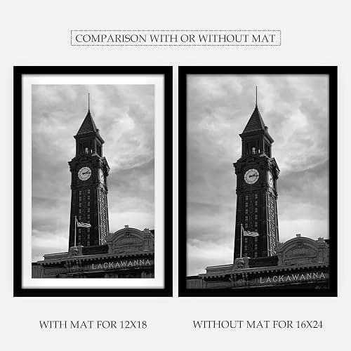 Wiscet 16x24 Picture Frame Set of 3, for Wall Gallery Photo Frames, Black | Display Pictures 12x18 with Mat or 16 x 24 Poster Frame without Mat thumbnail 4