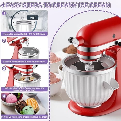 Ice Cream Maker Attachment for KitchenAid Stand Mixer, 2 Qt Ice Cream Bowl | Fits 4.5Qt and Larger KitchenAid Stand Mixers, For Ice Cream, Frozen Yogurt, Sorbet & Gelato by Focollk thumbnail 5