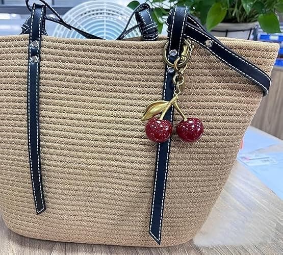 Red Cherry Keychain, Cute Cherry Charms for Purses and Bags,Accessories keychian Gifts for Women Valentine Bag Gifts thumbnail 4