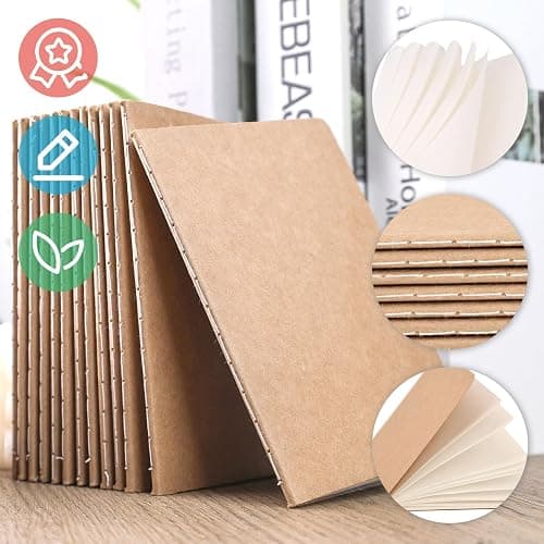 Koogel 24PCS Mini Notebooks,Blank Pocket Notepads 8.9x12.7cm Brown Notebooks Small Journal for Students Traveler School Supplies 30 Sheets thumbnail 5