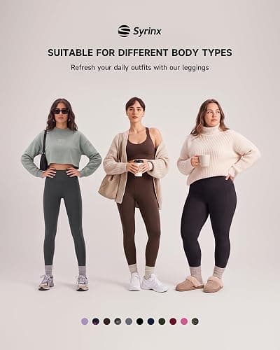 Syrinx 3-Pack High-Waisted Leggings with Pockets for Women, Tummy Control | Buttery Soft Fabric, 4-Way Stretch, High-Waisted Tummy Control, Two Side Pockets, Versatile for Yoga, Workouts & Daily Wear thumbnail 4