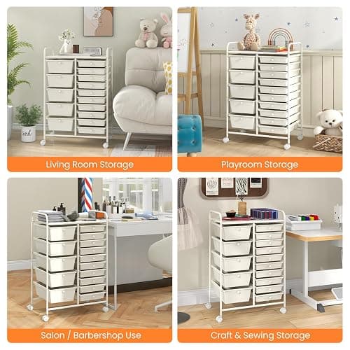 15 Drawer Rolling Storage Cart thumbnail 9