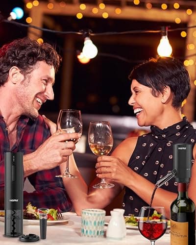 Rechargeable Electric Wine Opener Set - All-in-One Premium Wine Gift with Wine Aerator, Vacuum Stopper and Foil Cutter - Perfect for Christmas, Home, Bar, and Party Use-Day Gifts for Dad thumbnail 2