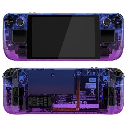 eXtremeRate Gradient Translucent Bluebell Faceplate Back Plate Shell for Steam Deck LCD, Handheld Console Replacement Housing Case, Custom Full Set Shell with Buttons for Steam Deck - Console Without thumbnail 4