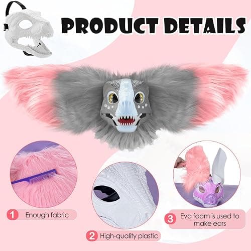 Seenelling 13 Pcs DIY Dino Mask Kit Hard Plastic Dinosaur Mask Furry Therian Dino Costume Kit Animal Dinosaur Party Costume thumbnail 4