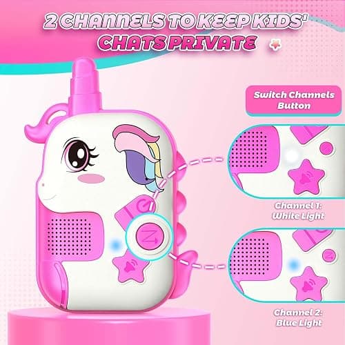 Rechargeable Walkie Talkies Toys for Girls: Unicorn Toys Walkie Talkies for Kids 2 Pack Christmas Birthday Gifts for Grandkids 3 4 5-7 Year Old Girls Age 4-5 6-8 Years Old Stocking Stuffers thumbnail 5