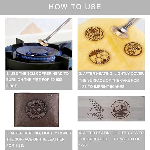 SUPERFINDINGS Branding Iron - Sunflower Pattern, 1.2' Leather & Wood Handle for Baking, BBQ & Leather thumbnail 4