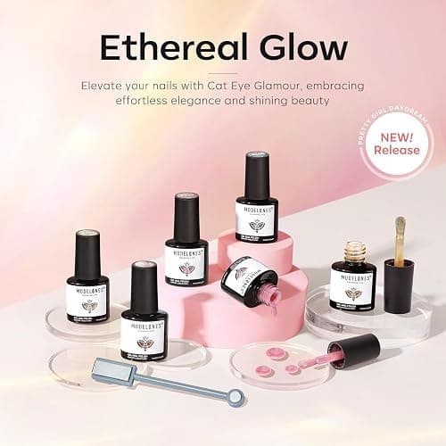 modelones Cat Eye Gel Nail Polish Set, Holographic Glitter 6 Colors with Magnet Sparkle Galaxy Series Nude Pink Gel Polish Soak Off Led Gel Polish Kit Nail Art Gel Manicure Salon DIY Gifts thumbnail 7