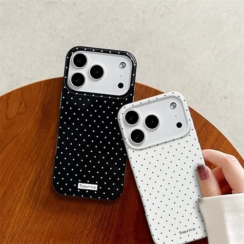 inewateri Compatible for iPhone 17 Pro Case with Cute Fashion Polka Dot Aesthetics Design Simple Cases for Soft TPU Slim Protection Cover-White thumbnail 3