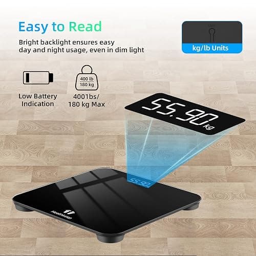 Digital Bathroom Scales for Body Weight, Weight Scale with High Precision Sensors Accurate Round Corner Design LED Display 400lbs/180kg thumbnail 6