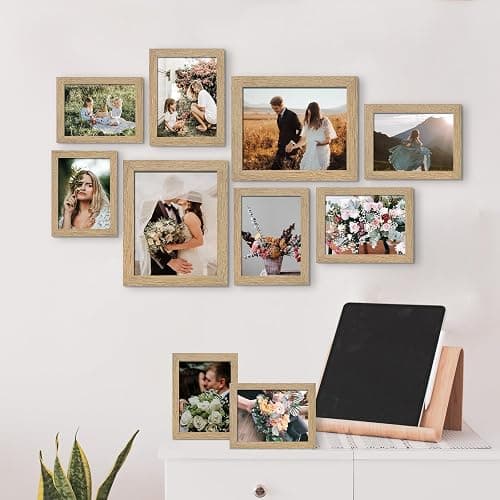 LUCKYLIFE Picture Frame Set 10-Pack, Gallery Wall Frame Collage with 8x10 5x7 4x6 Frames in Natural Woodgrain Finishes thumbnail 6