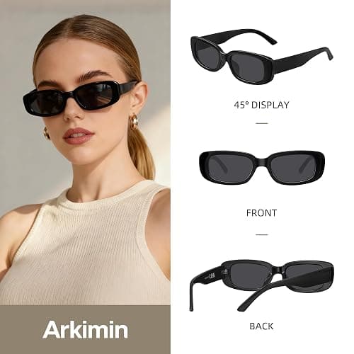 Arkimin Rectangle Sunglasses for Womens Men - Trendy Y2K Retro Sun Glasses 90’s Vintage Fashion UV400 Protection Eyeglasses thumbnail 6