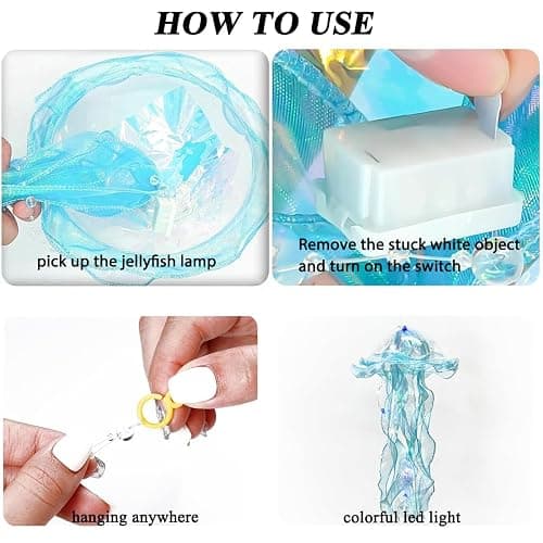 Jellyfish Decor, 4 Pcs Jellyfish Lanterns Lamp for Mermaid Theme Party, Hanging Colorful Jelly Fish Decoration Lights for Birthday Party Under The Sea Party Decoration for Women Girl Baby (4 Colors) thumbnail 5