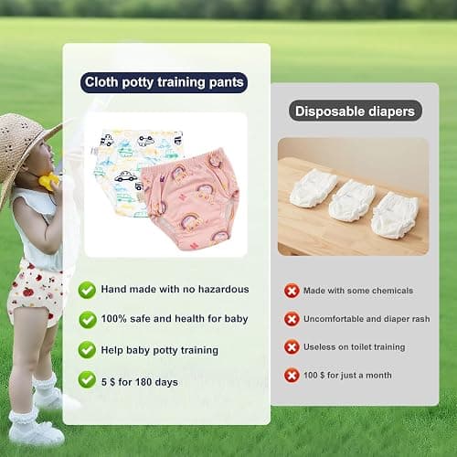 Upairy Training Pants for Girls Boys,Toddler Potty Training Underwear,Leakproof Reusable Kid Confident Panties,Children's Potty Underwear 100% Cotton for 2T-6T(6PCS,L) thumbnail 8