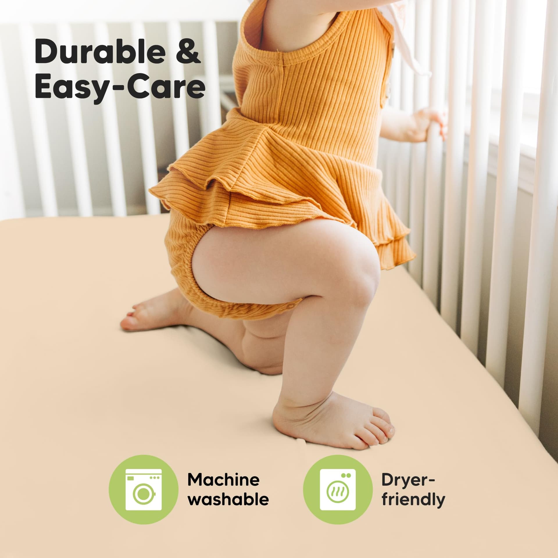 KeaBabies 2-Pack Bamboo Baby Cot Sheets for Boys, Girls - 130x70 Jersey Fitted Toddler Bed Sheets Neutral, Breathable Cot Mattress Cover for Standard Baby Bedding, Soft & Cozy (Rust) thumbnail 7